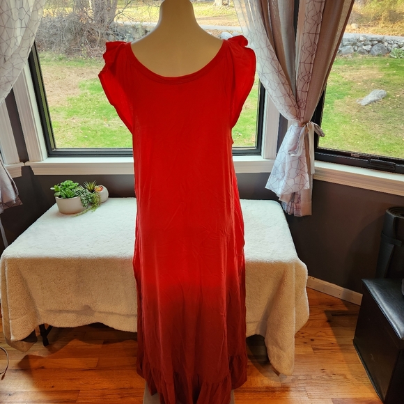 B1G1! NWT Ombre Maxi Knit Tie Dye Dress! Red/Coral colors | Size XL 16-18 - Picture 3 of 7